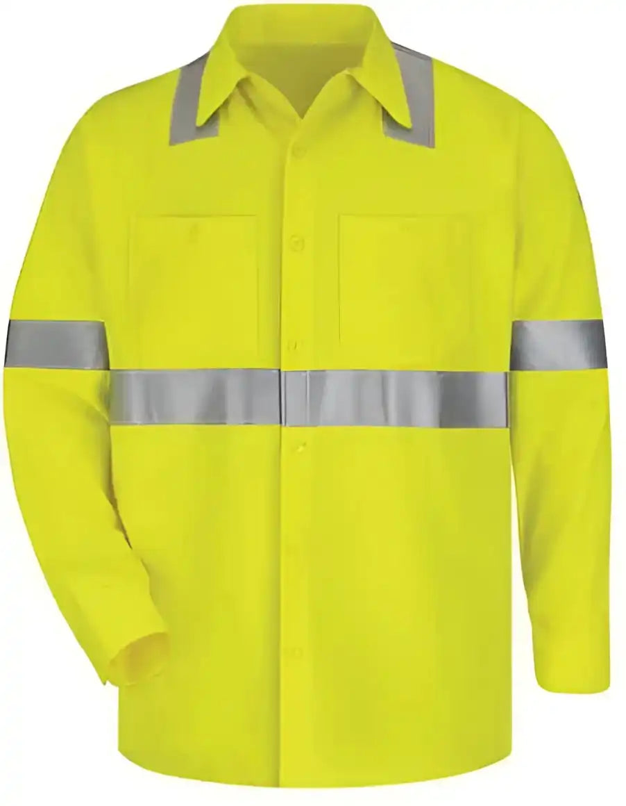 Bulwark Smw4l High Visibility Long Sleeve Work Shirt Sizes Yellow Green