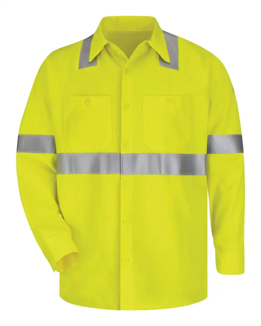 Bulwark Smw4t High Visibility Long Sleeve Work Shirt - Tall Sizes - Yellow/ Green / Mt