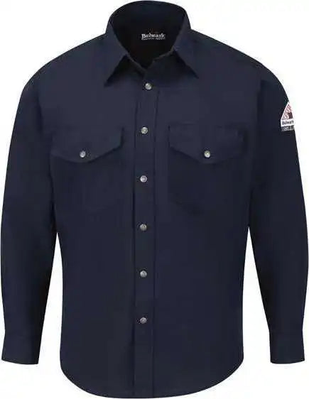 Bulwark Sns2l Snap Front Uniform Shirt Nomex Iiia 4.5 Oz. Long Sizes Navy