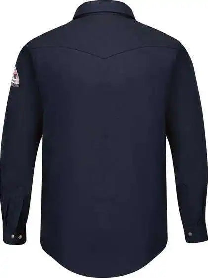 Bulwark Sns2l Snap Front Uniform Shirt Nomex Iiia 4.5 Oz. Long Sizes Navy