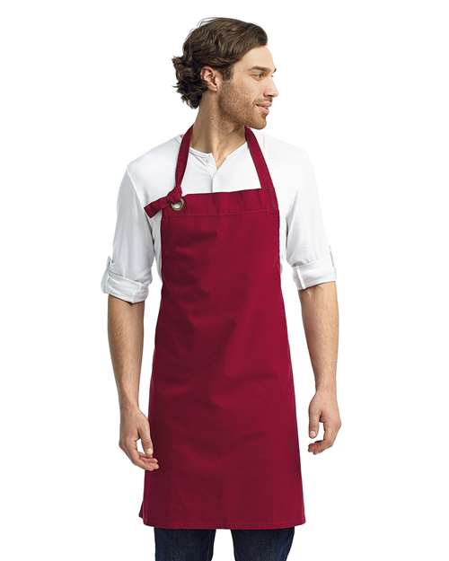 Front View of Burgundy Calibre Heavy Canvas Bib Apron - RP130