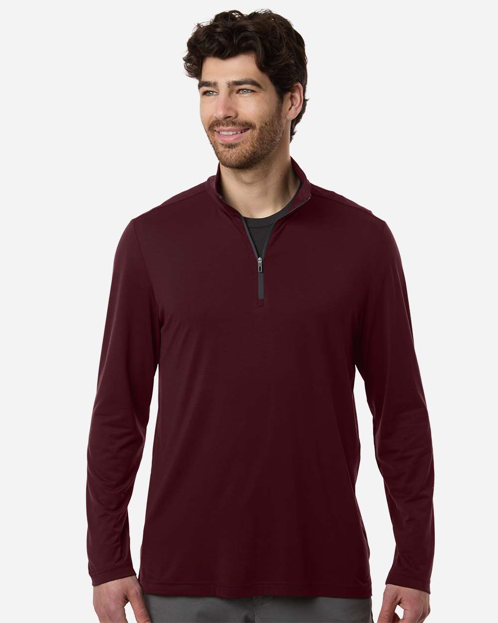 Burgundy/ Carbon Men's JAQ Stretch Performance Quarter-Zip - NE405 plain