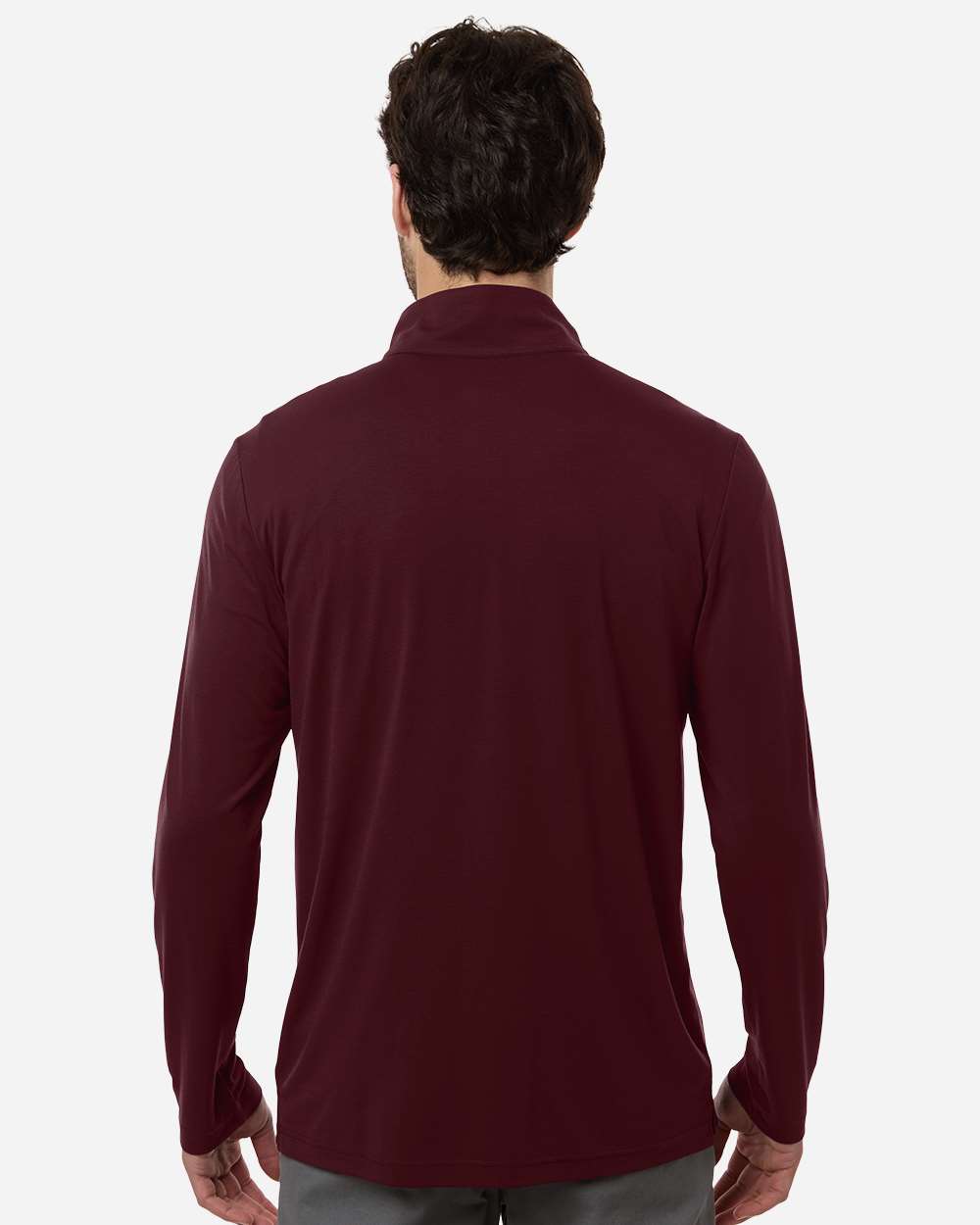 Burgundy/ Carbon Men's JAQ Stretch Performance Quarter-Zip - NE405 plain
