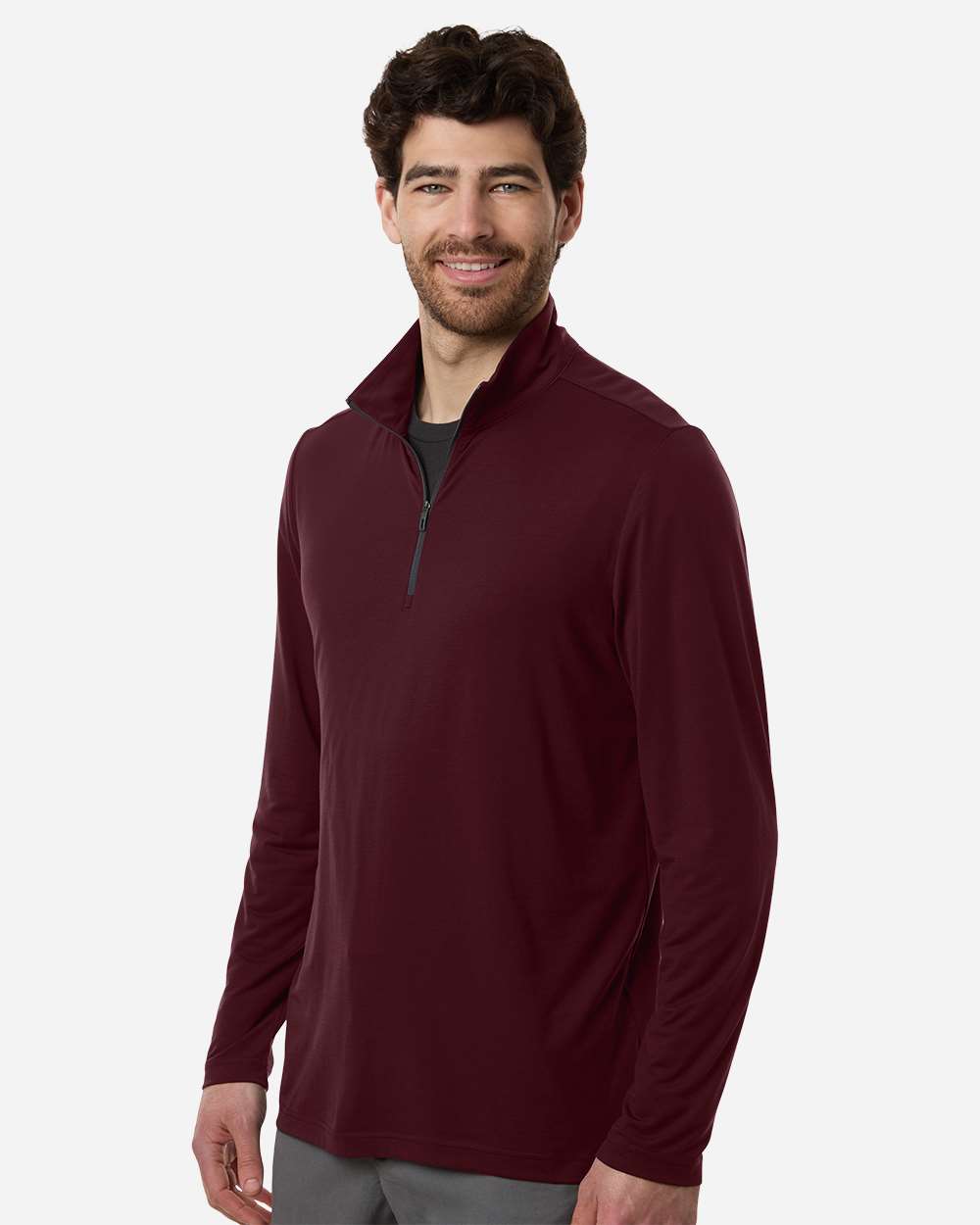 Burgundy/ Carbon Men's JAQ Stretch Performance Quarter-Zip - NE405 plain