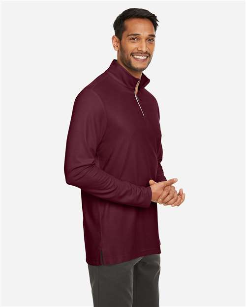 Burgundy Men&#39;s Fusion ChromaSoft™ Pique Quarter-Zip Pullover - CE405