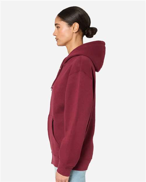 Rear View of Burgundy Premium Full-Zip Hooded Sweatshirt - LS14003