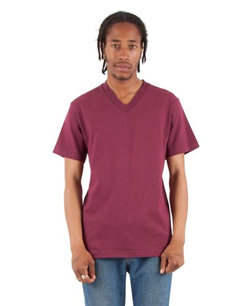 Burgundy V-Neck T-Shirt - SHVEE