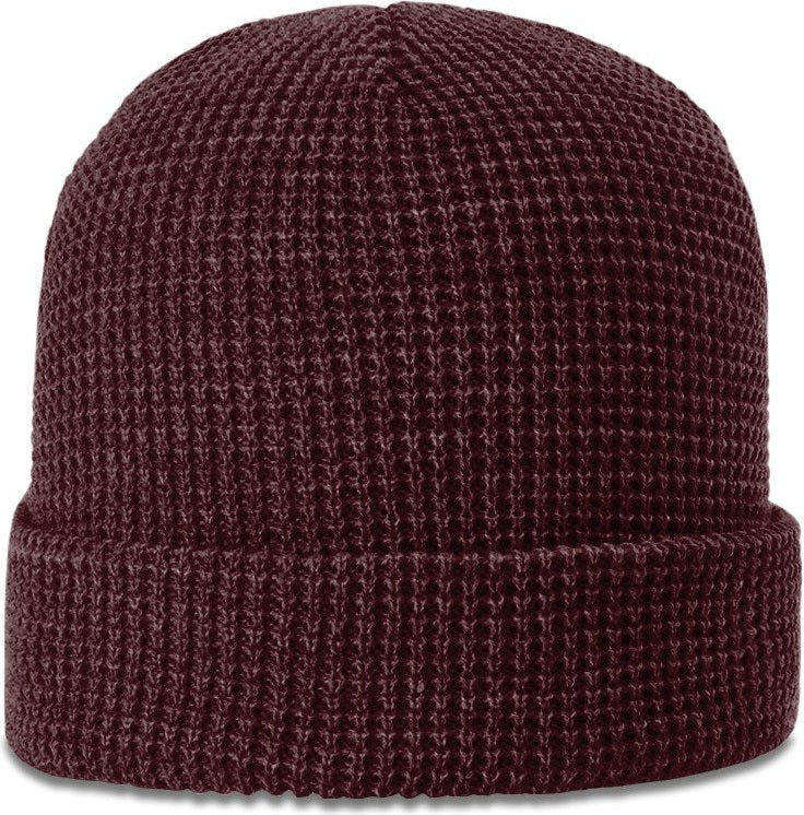 Burgundy Waffle Knit Beanie with Cuff