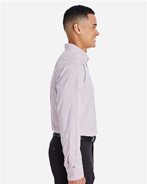 Burgundy/ White Men&#39;s CrownLux Performance® Micro Windowpane Woven Dress Shirt - DG540