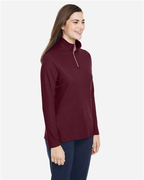 Burgundy Women&#39;s Fusion ChromaSoft™ Pique Quarter-Zip Pullover - CE405W