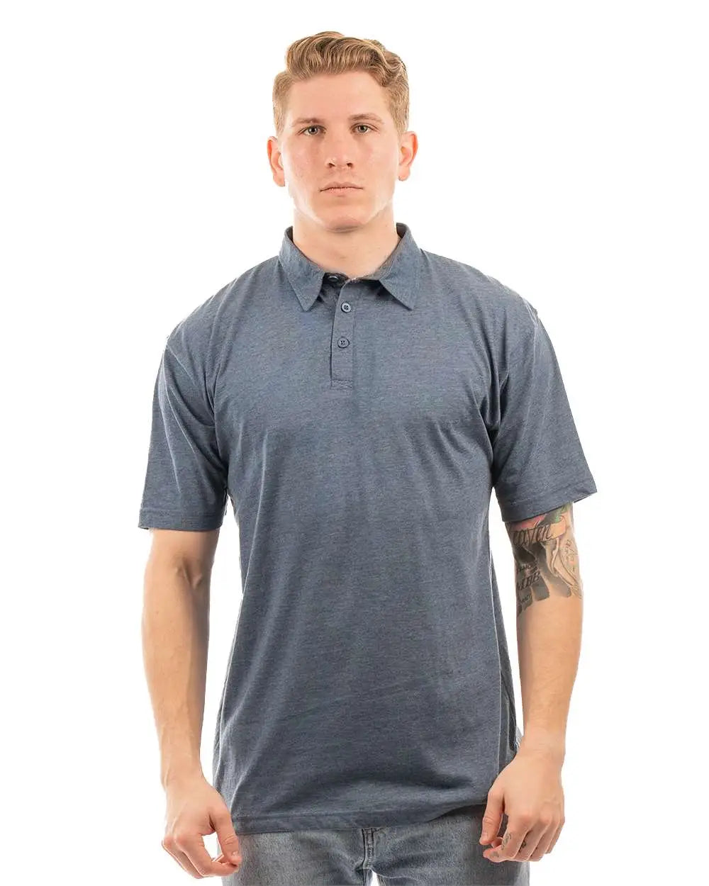 Burnside 0800b Fader Play Polo - 0800 - Heather Navy - Adult s