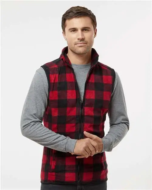 Burnside 3012b Polar Fleece Vest - 3012 - Red Black