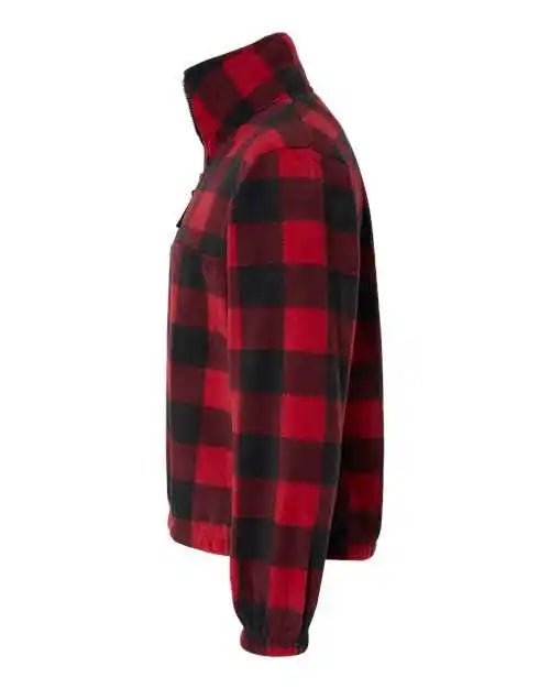 Burnside 3052 Polar Fleece Quarter-zip Pullover - Red Black Buffalo
