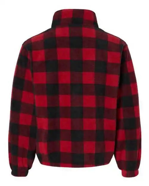 Burnside 3052 Polar Fleece Quarter-zip Pullover - Red Black Buffalo