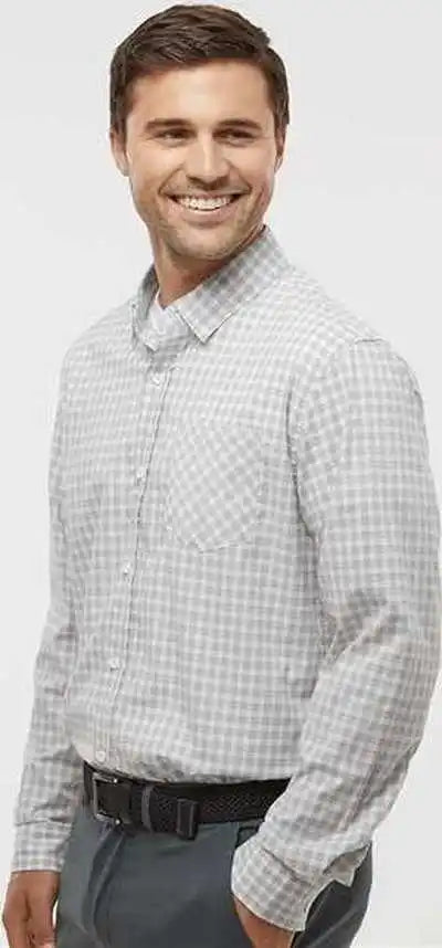 Burnside 3291 Technical Stretch Burn Shirt Gray White Gingham