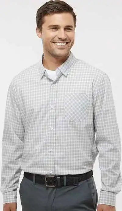 Burnside 3291 Technical Stretch Burn Shirt Gray White Gingham