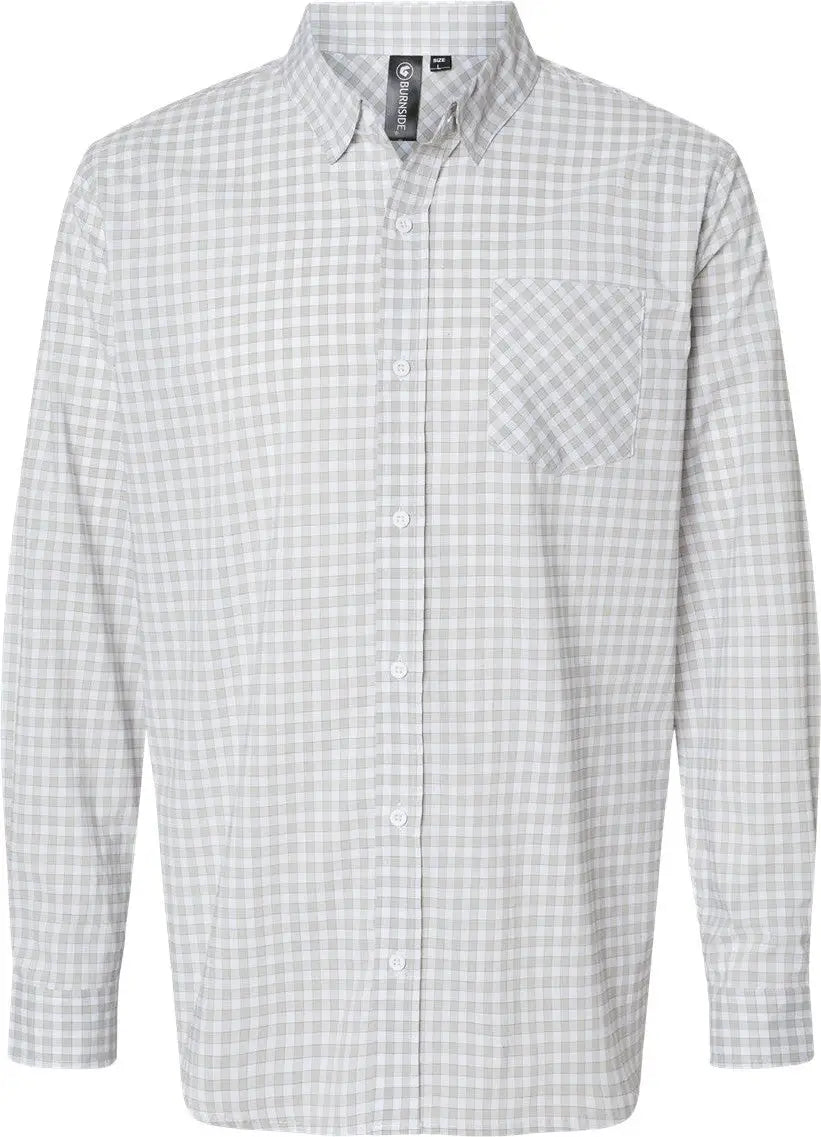 Burnside 3291 Technical Stretch Burn Shirt - Grey White Gingham - Gray / s