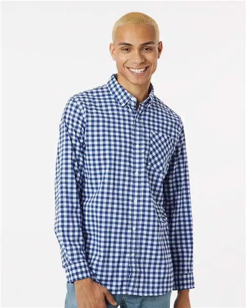 Burnside 3291 Technical Stretch Burn Shirt - Navy White Gingham