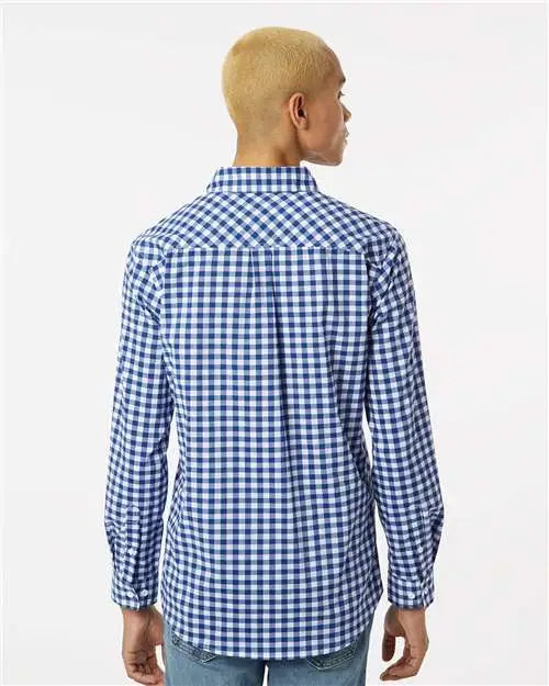 Burnside 3291 Technical Stretch Burn Shirt - Navy White Gingham