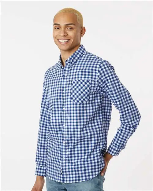 Burnside 3291 Technical Stretch Burn Shirt - Navy White Gingham