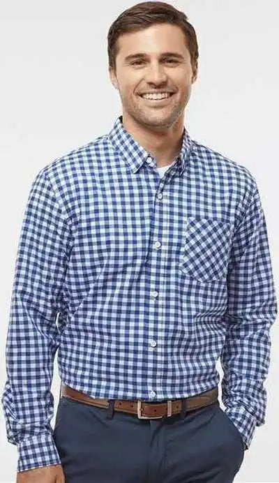 Burnside 3291 Technical Stretch Burn Shirt - Navy White Gingham
