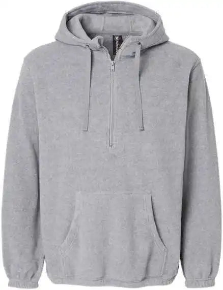 Burnside 3600 Polar Fleece Quarter-zip Scuba Hooded Pullover - Heather Grey