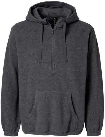 Burnside 3600 Polar Fleece Quarter-zip Scuba Hooded Pullover - Heather Charcoal