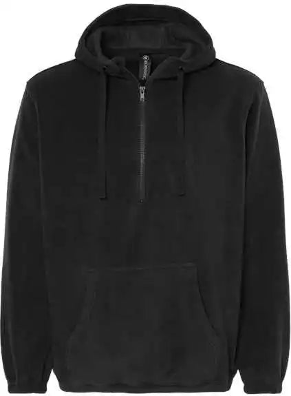 Burnside 3600 Polar Fleece Quarter-zip Scuba Hooded Pullover - Black