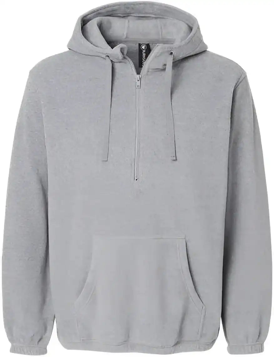 Burnside 3600 Polar Fleece Quarter-zip Scuba Hooded Pullover - Heather Grey