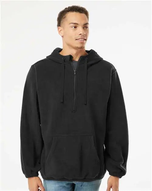 Burnside 3600b Polar Fleece Quarter-zip Hooded Pullover - 3600 - Black