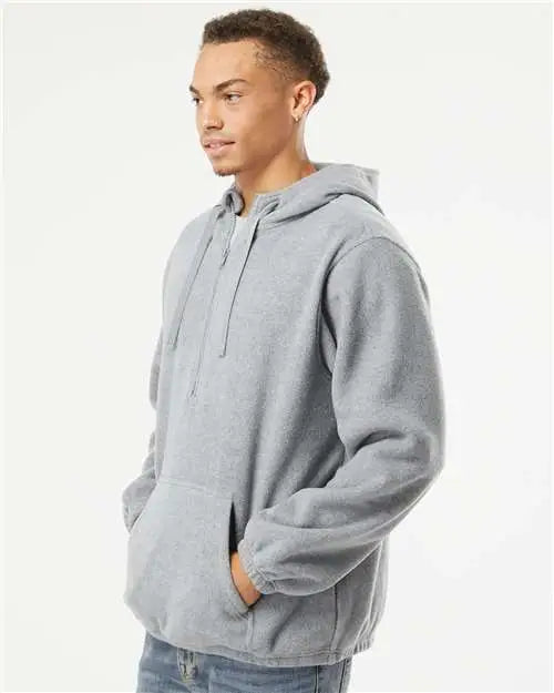 Burnside 3600b Polar Fleece Quarter-zip Hooded Pullover - 3600 - Heather Gray