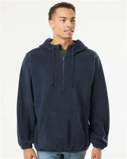 Burnside 3600b Polar Fleece Quarter-zip Hooded Pullover - 3600 - Navy
