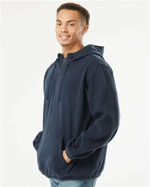 Burnside 3600b Polar Fleece Quarter-zip Hooded Pullover - 3600 - Navy