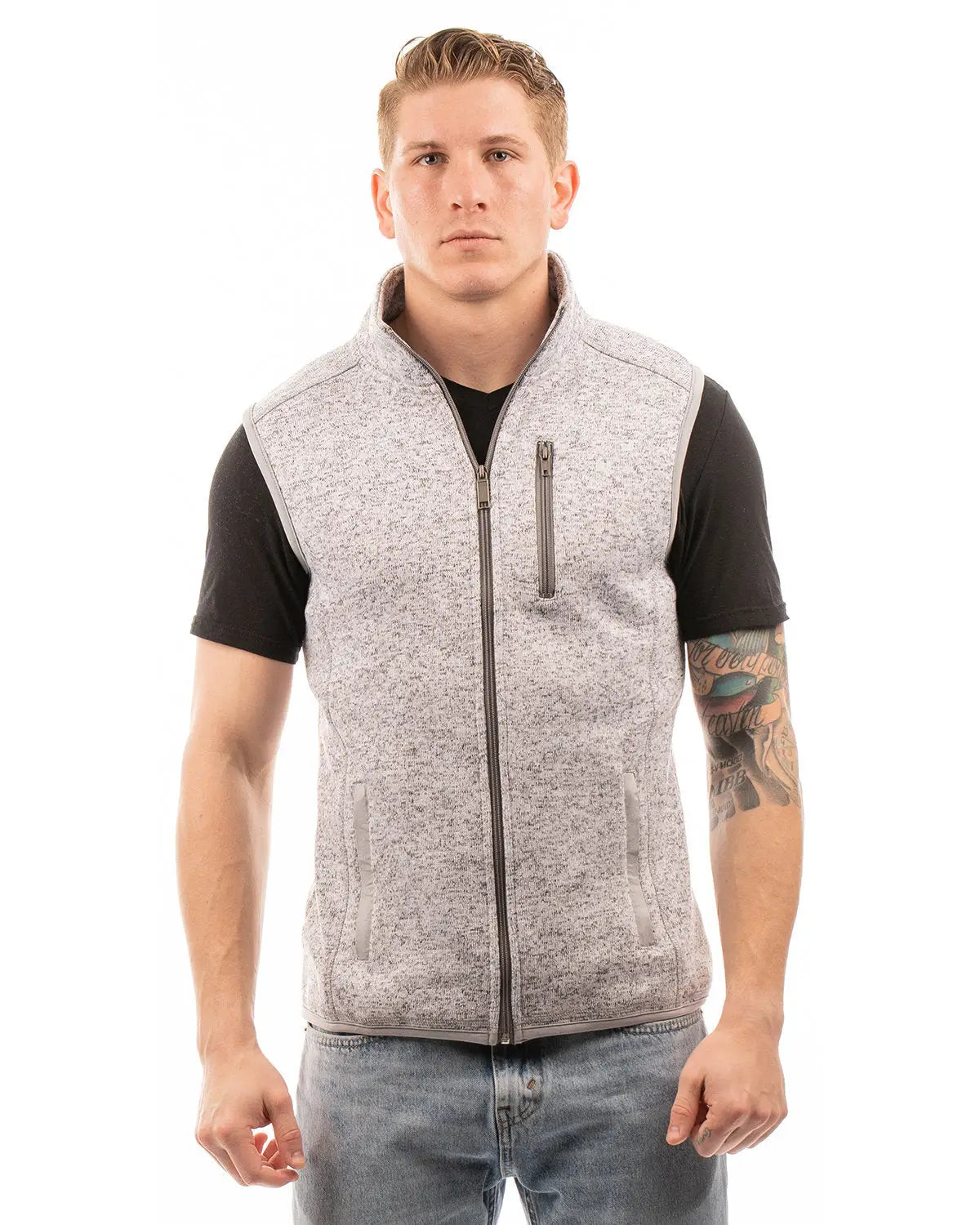 Burnside 3910 Sweater Knit Vest - Heather Grey