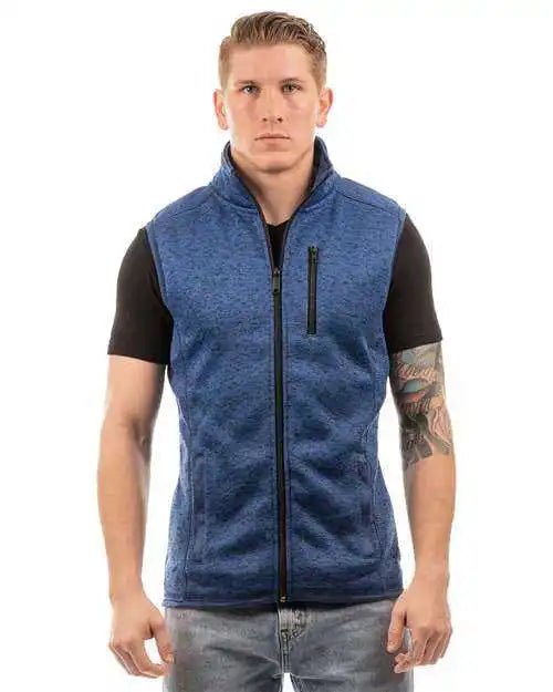 Burnside 3910 Sweater Knit Vest - Heather Navy