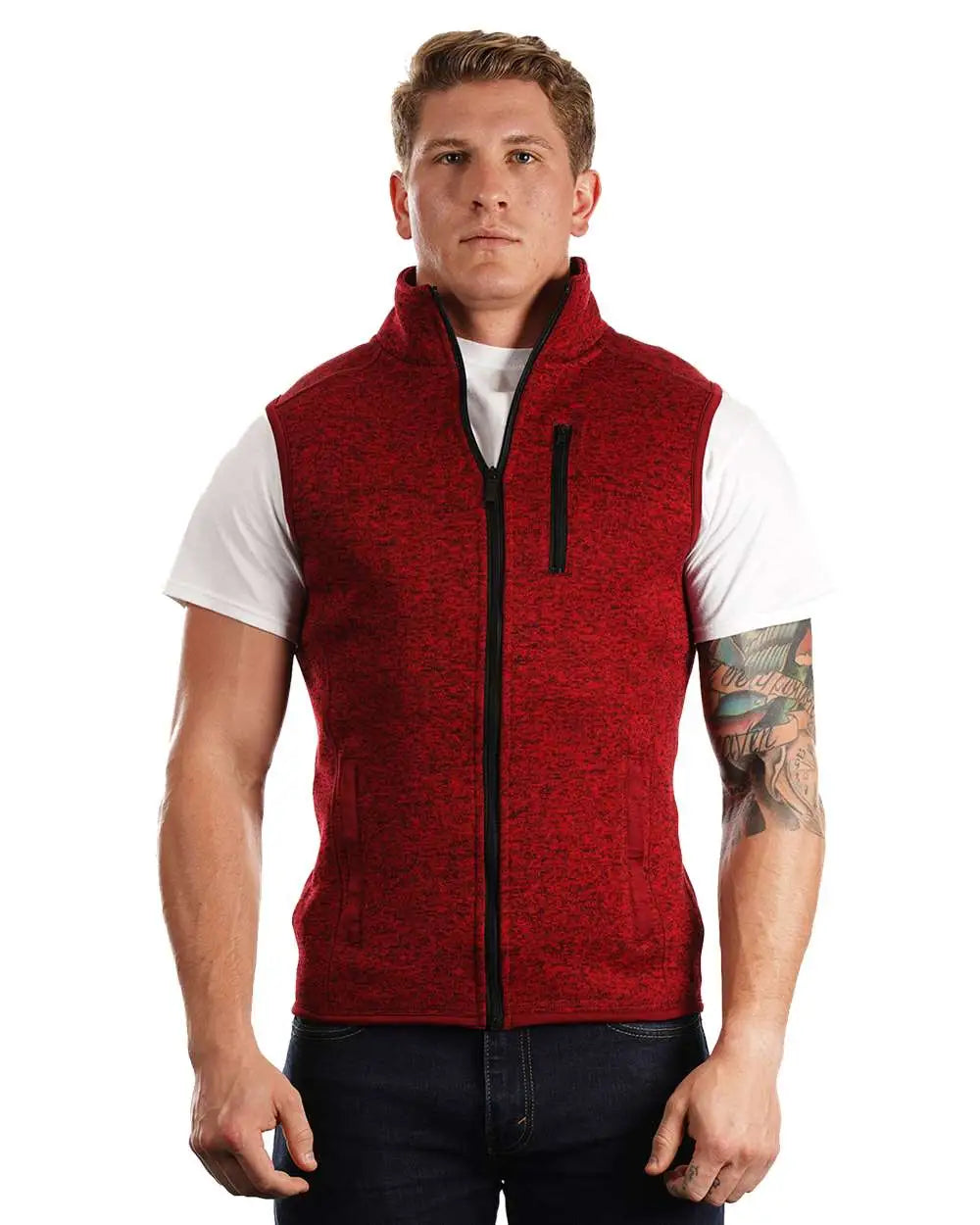Burnside 3910 Sweater Knit Vest - Heather Red - s