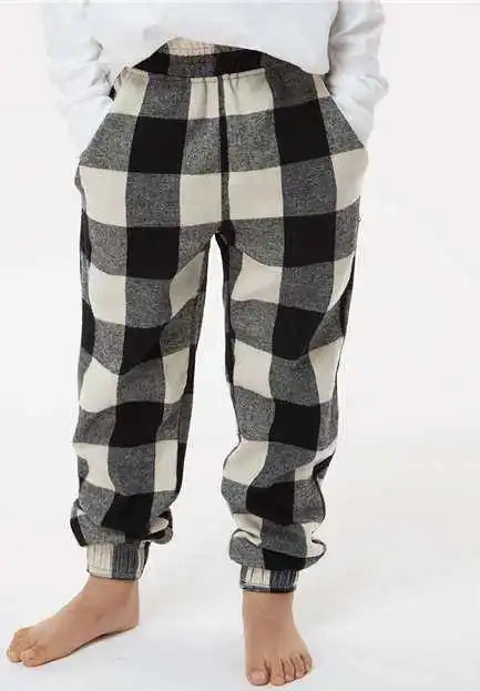 Burnside 4810 Youth Flannel Joggers - Ecru Black Buffalo