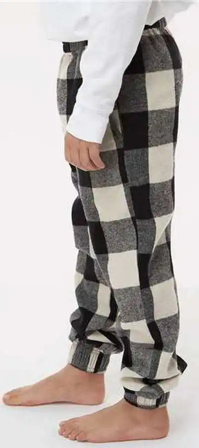 Burnside 4810 Youth Flannel Joggers - Ecru Black Buffalo