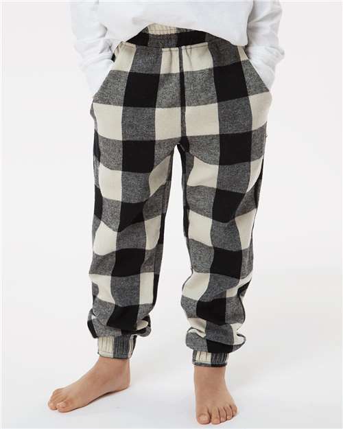 Burnside 4810b Youth Flannel Joggers - 4810 - Ecru Black Buffalo