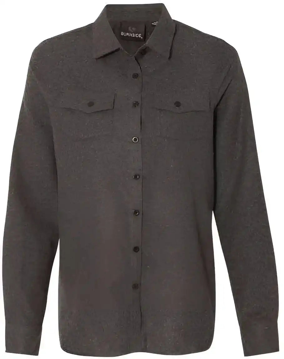 Burnside 5200 Women’s Long Sleeve Solid Flannel Shirt - Charcoal