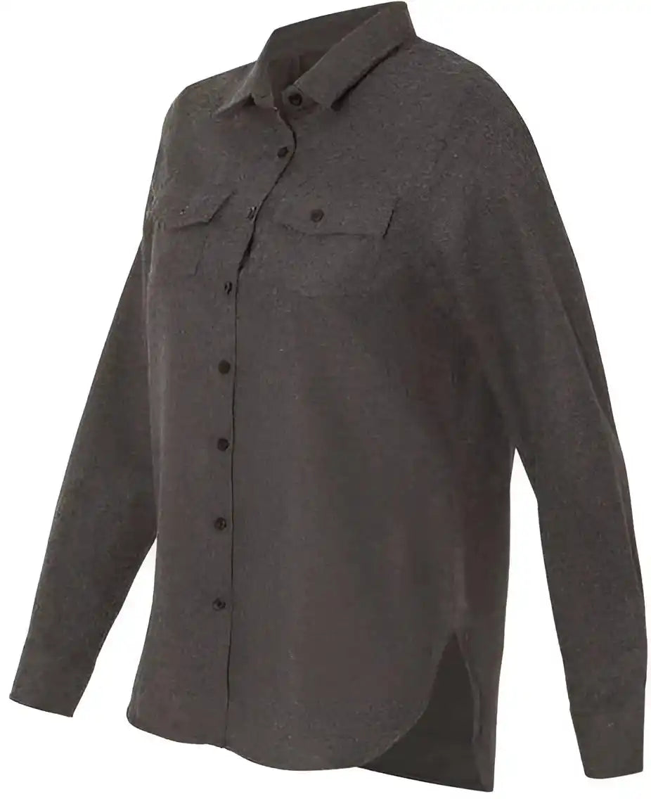 Burnside 5200 Women’s Long Sleeve Solid Flannel Shirt - Charcoal