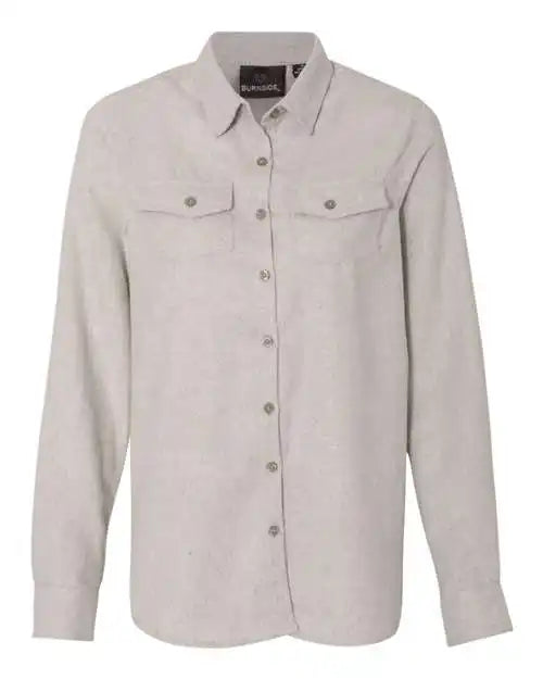 Burnside 5200 Women’s Long Sleeve Solid Flannel Shirt - Stone