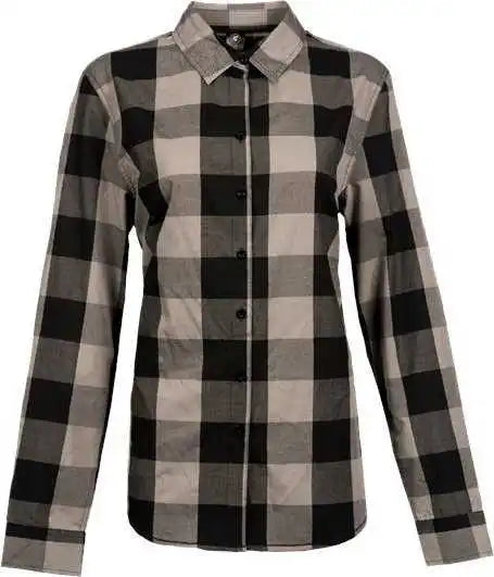 Burnside 5203 Women’s Buffalo Plaid Long Sleeve Shirt - Black Gray