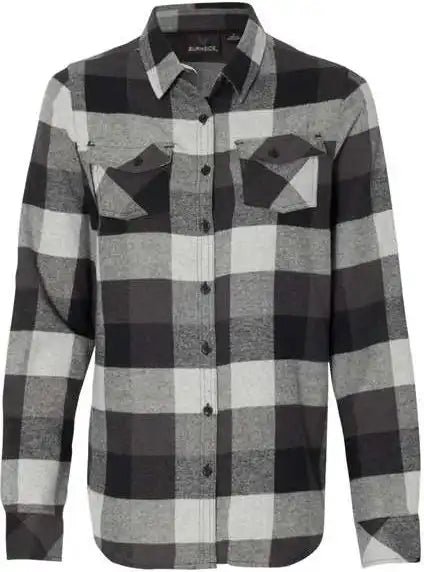 Burnside 5210 Women’s Yarn Dyed Long Sleeve Flannel Shirt Black Grey