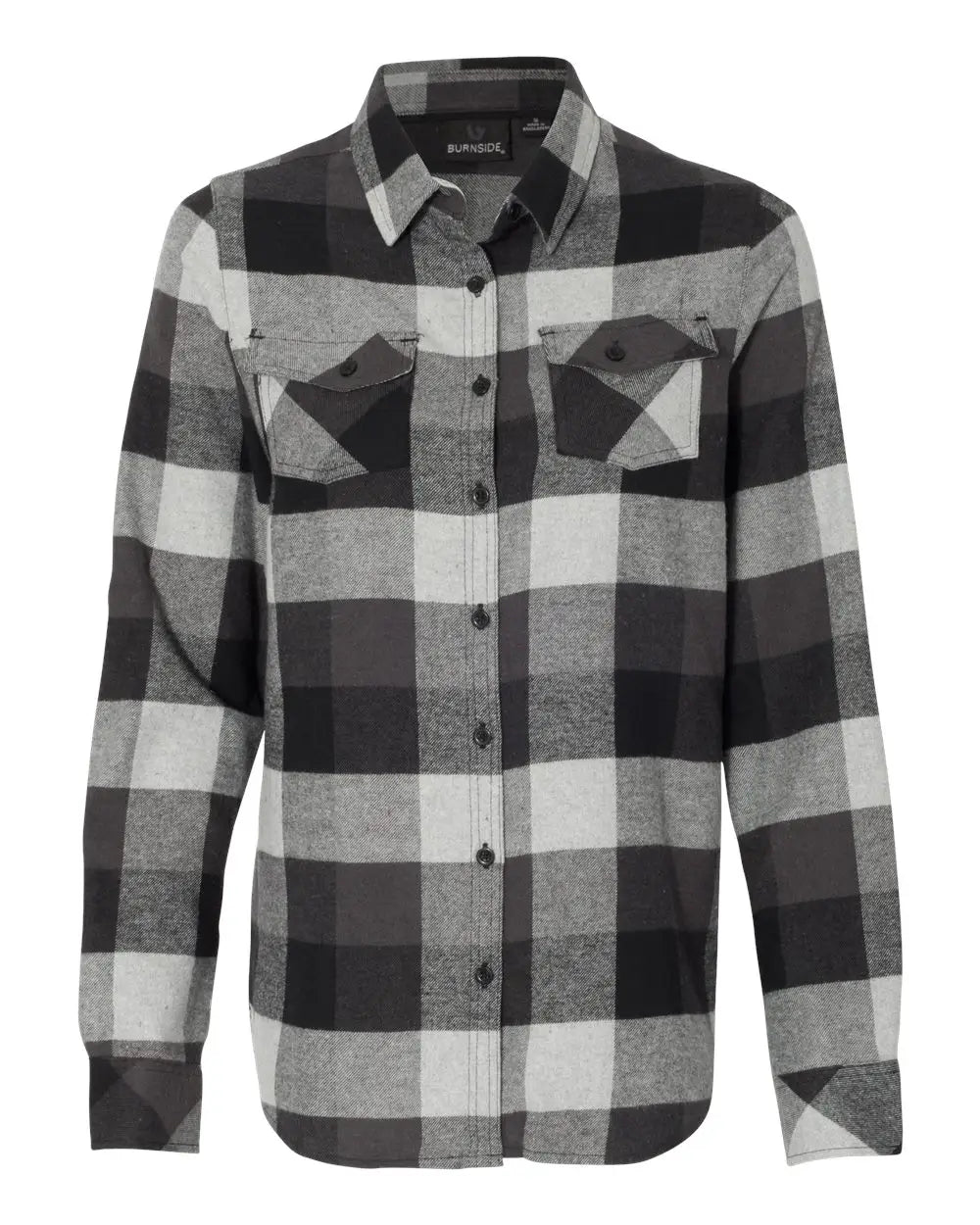 Burnside 5210 Women’s Yarn-dyed Long Sleeve Flannel Shirt - Black Grey - Gray / s