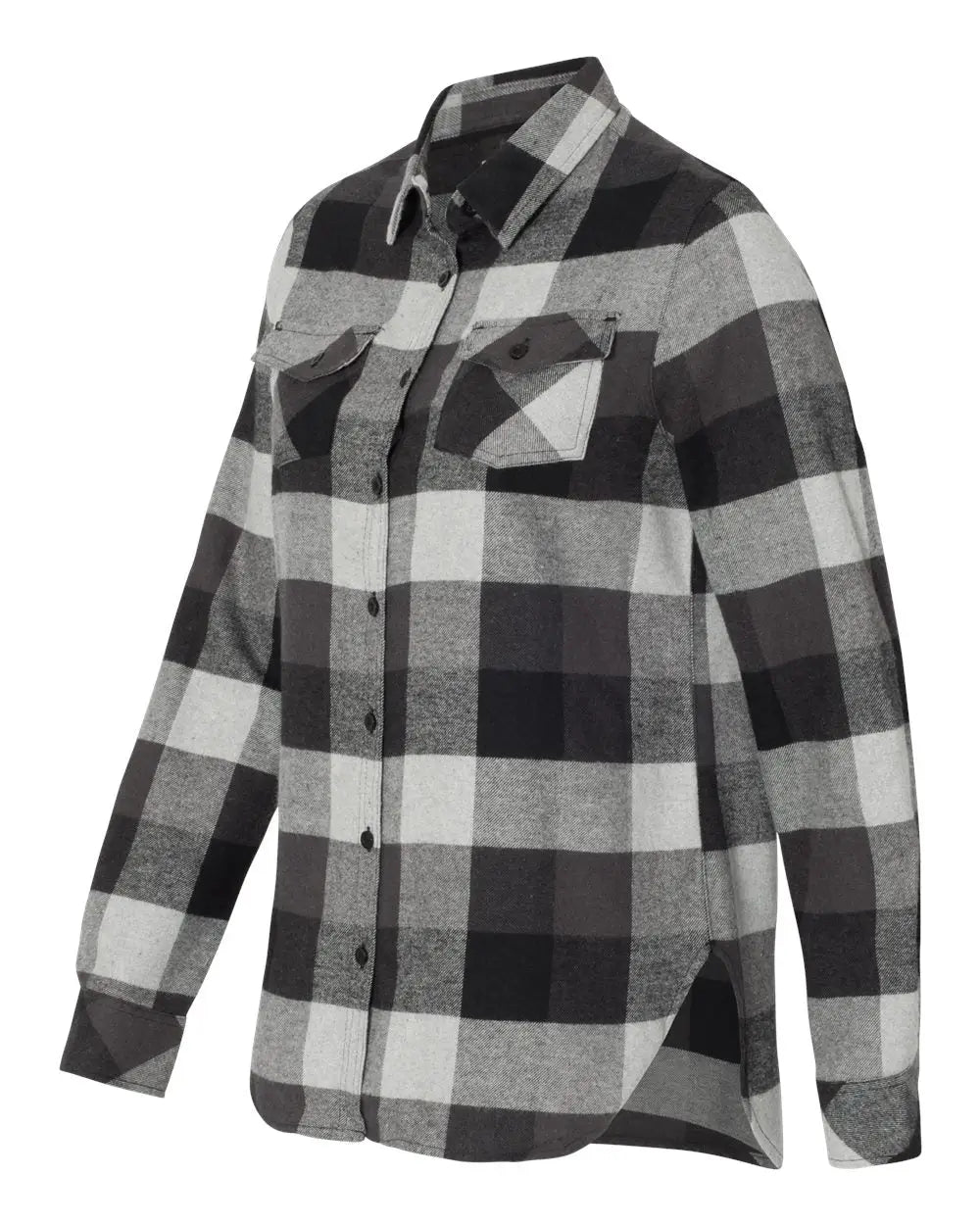 Burnside 5210 Women’s Yarn-dyed Long Sleeve Flannel Shirt - Black Grey - Gray / s