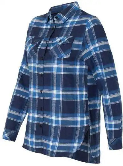 Burnside 5210 Women’s Yarn-dyed Long Sleeve Flannel Shirt - Blue White