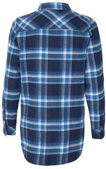 Burnside 5210 Women’s Yarn-dyed Long Sleeve Flannel Shirt - Blue White
