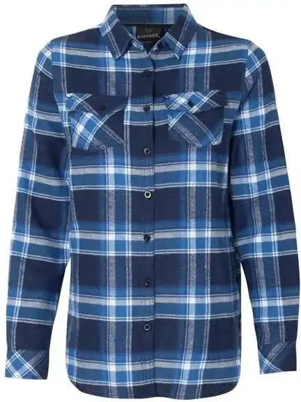 Burnside 5210 Women’s Yarn-dyed Long Sleeve Flannel Shirt - Blue White
