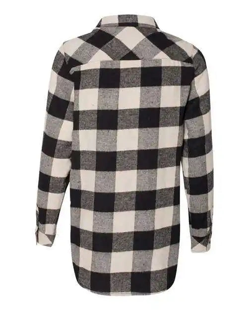 Burnside 5210 Women’s Yarn-dyed Long Sleeve Flannel Shirt - Ecru Black Buffalo
